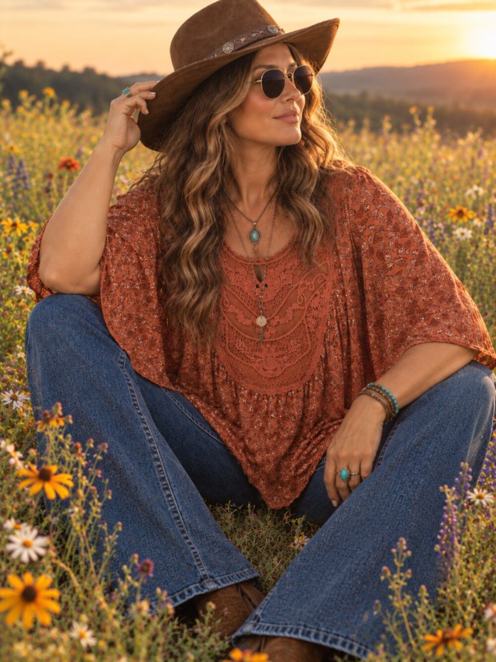 Indigo Thread Co. bohemian butterfly flutter-sleeve tunic top